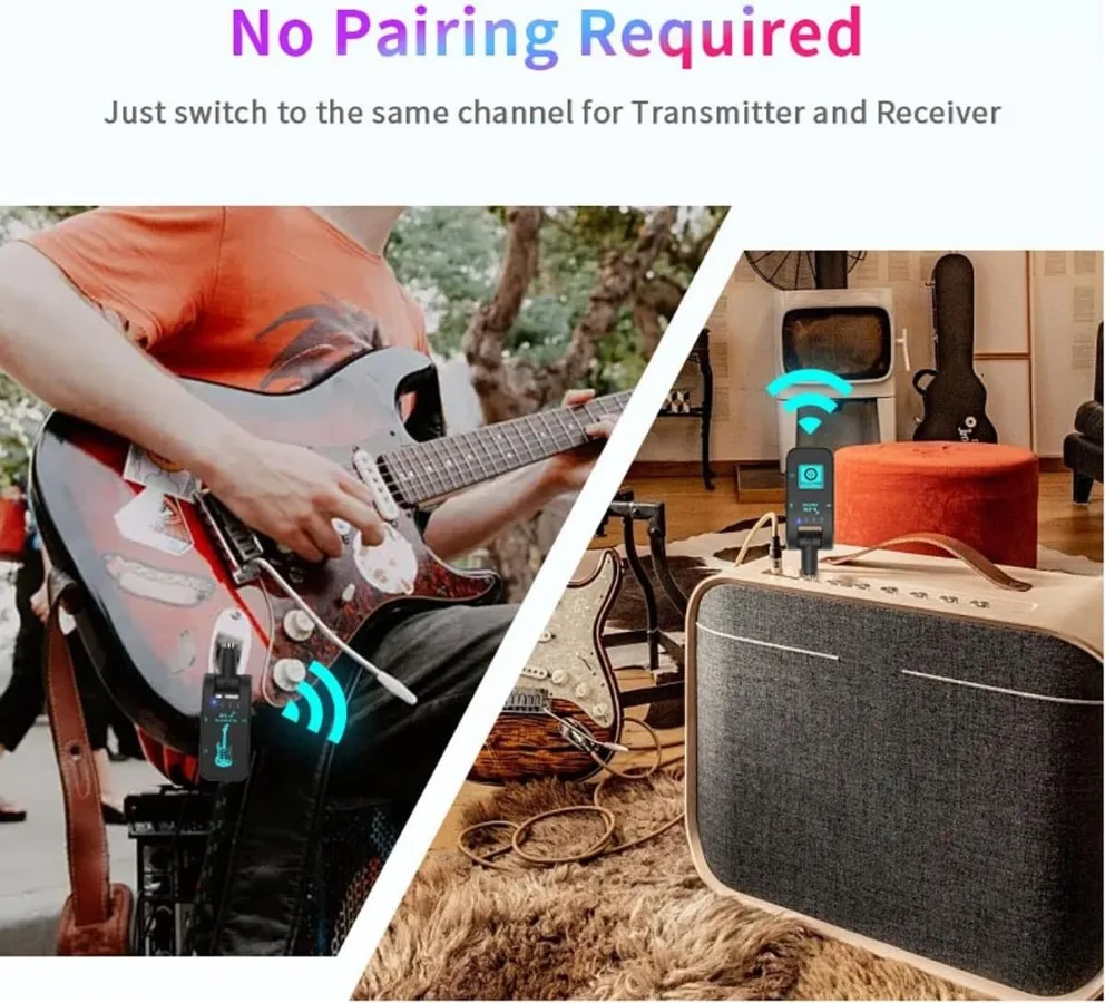 2.4G الغيتار اللاسلكي جهاز ريسيفر استقبال وإرسال نظام الغيتار 48K/16bit نقل في الوقت الحقيقي 282 درجة تدوير التوصيل للقيثارات