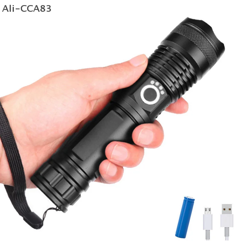 XHP50.2 Led Flashlight With Battery Level Display Rechargeable 4 Core Torch Zoom Usb Hand Lantern For Camping Outdoor Emergency