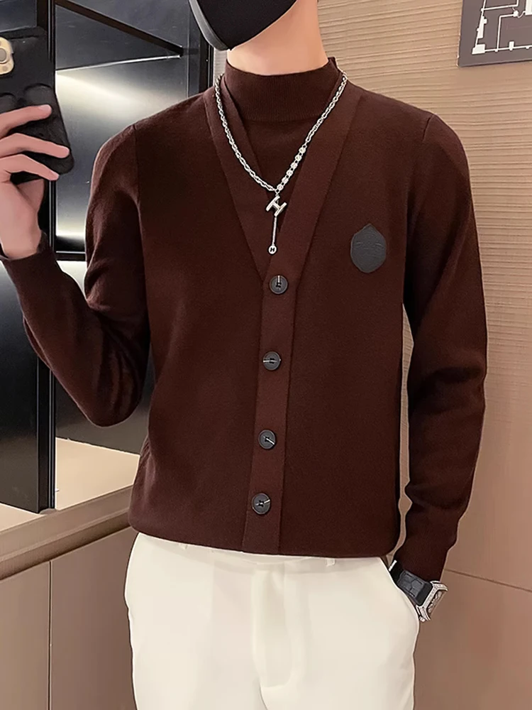 

Men's f High Collar Knitwear Faion Slim Fit Base irt Korean Sle Inner Wear Casual Long Sve Polyester Fiber Winter