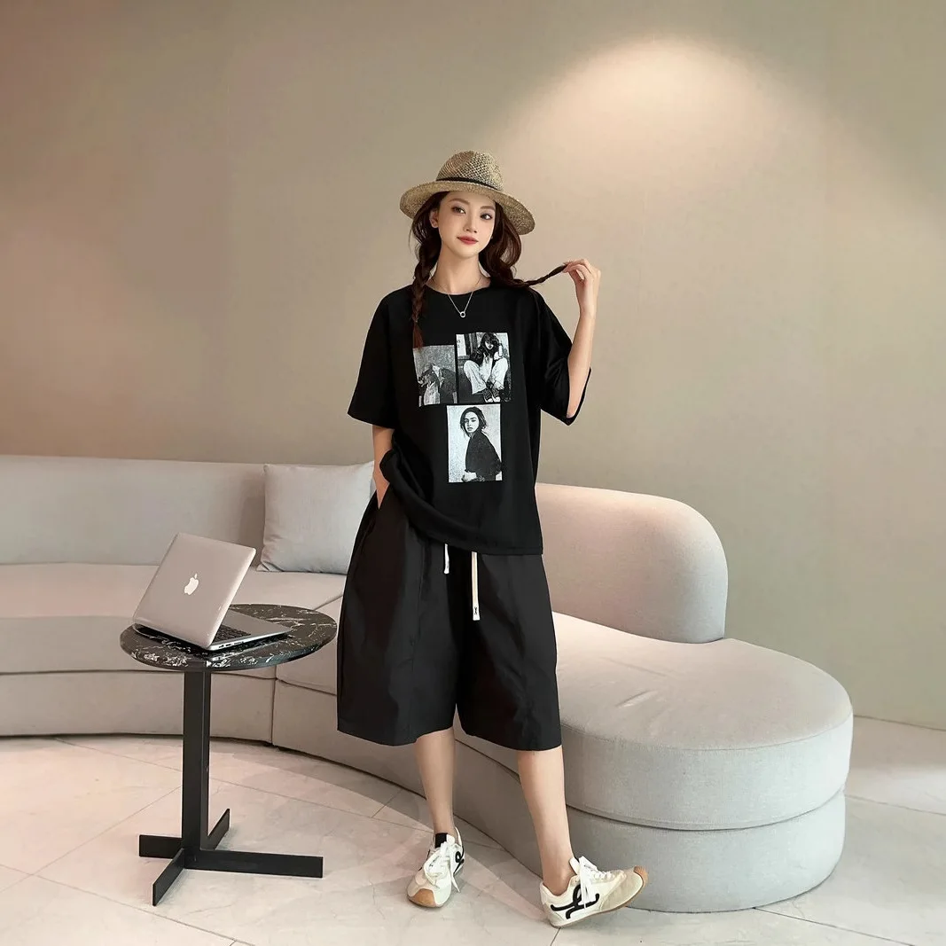 2025 New Women's Cropped Pants Summer Cooling Lightweight Wide-Leg Plus Size Casual Capris