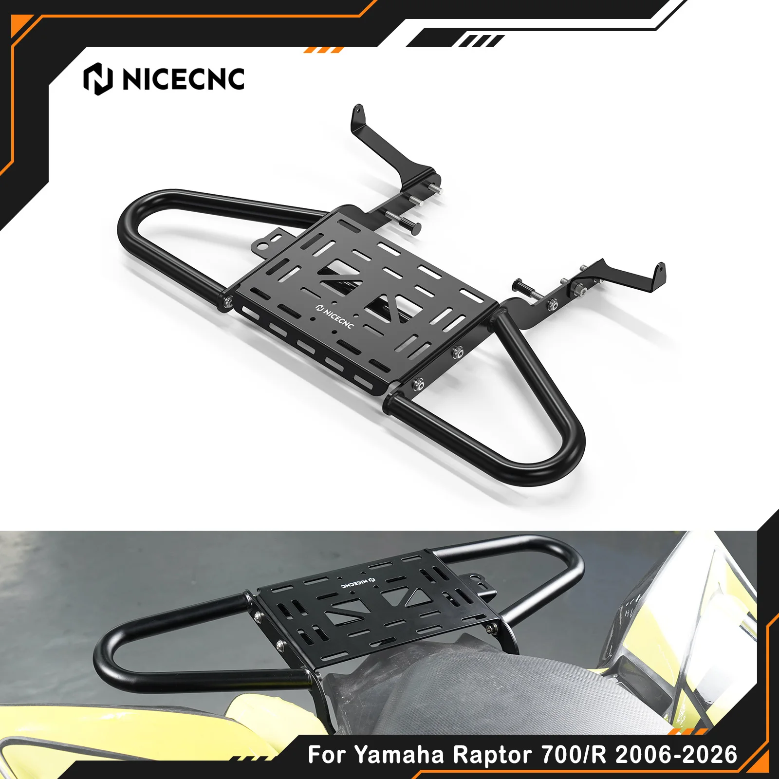 NICECNC For Yamaha Raptor 700 700R 2006-2026 Rear Grab Bar Corrosion Resistant Rear Protection Aluminum​ 1PE-F845R-00-00 ATV UTV