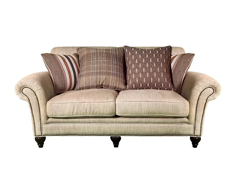 High-end American cowhide fabric sofa solid wood light luxury modern furniture customization