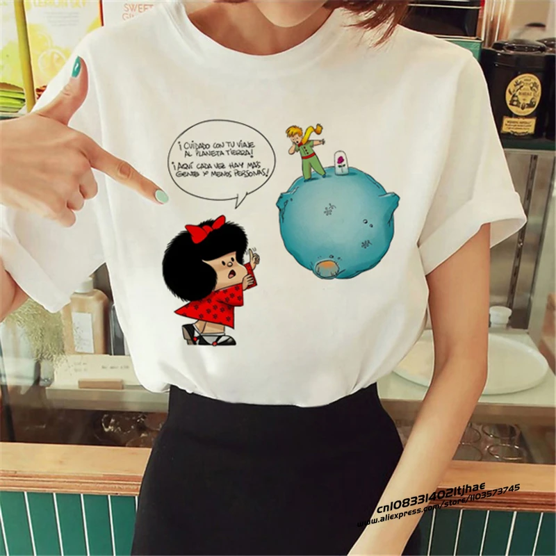 New Arrival The Little Prince Printed T Shirt Round Neck Short Sleeve Tshirt Female Harajuku Ladies Tshirts Casual Tshirt Women