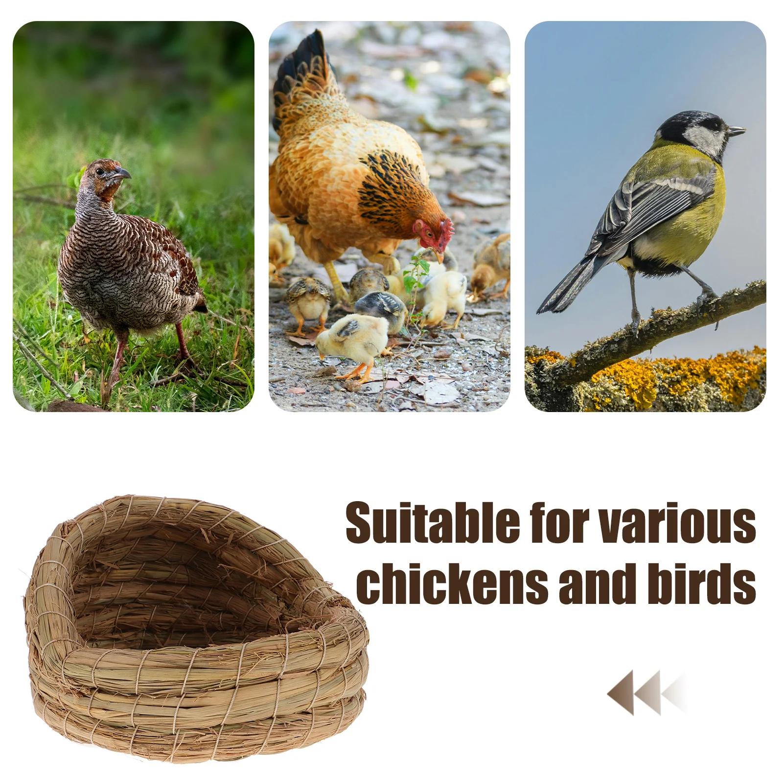 

2 Pcs Chicken Woven Nest Straw Coop House Small Animals Cage Pet Sleeping Bed Laying Egg Breeding Bird Cage Pet House
