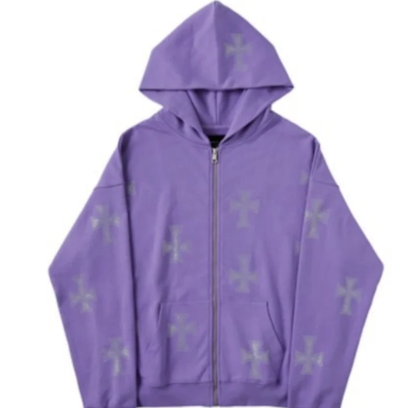 

New Autumn Women Hoodie With Cross Zipper European American Fashion Loose Casual Hooded Streetwear Tops