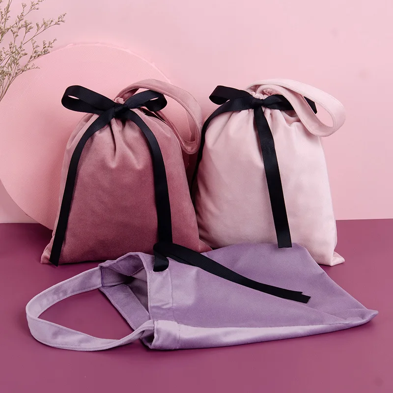 

Velvet Drawstring Pouch Jewellery Pouches Storage Bags Hair Dryer Bags Gift Bags Skin-friendly Dutch Fleece Bow Tie for Cosmetic