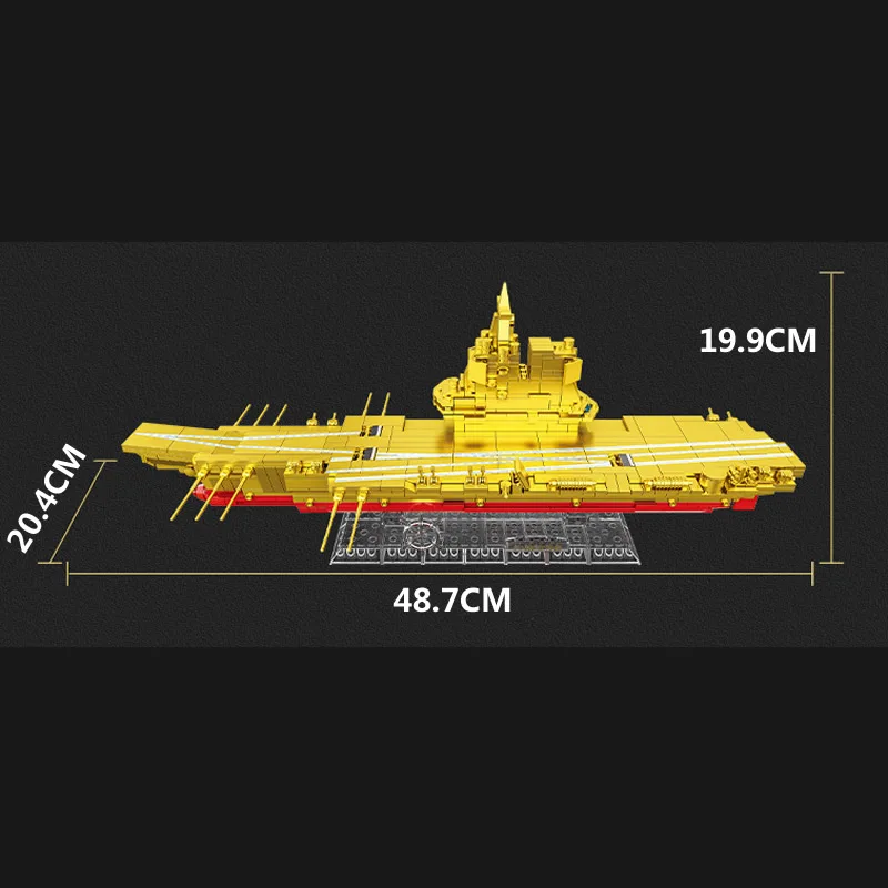 Golden 002 Aircraft Carrier Building Blocks WW2 Military  Battleship Bricks Educational Toys For Boys Christmas Gift 919PCS