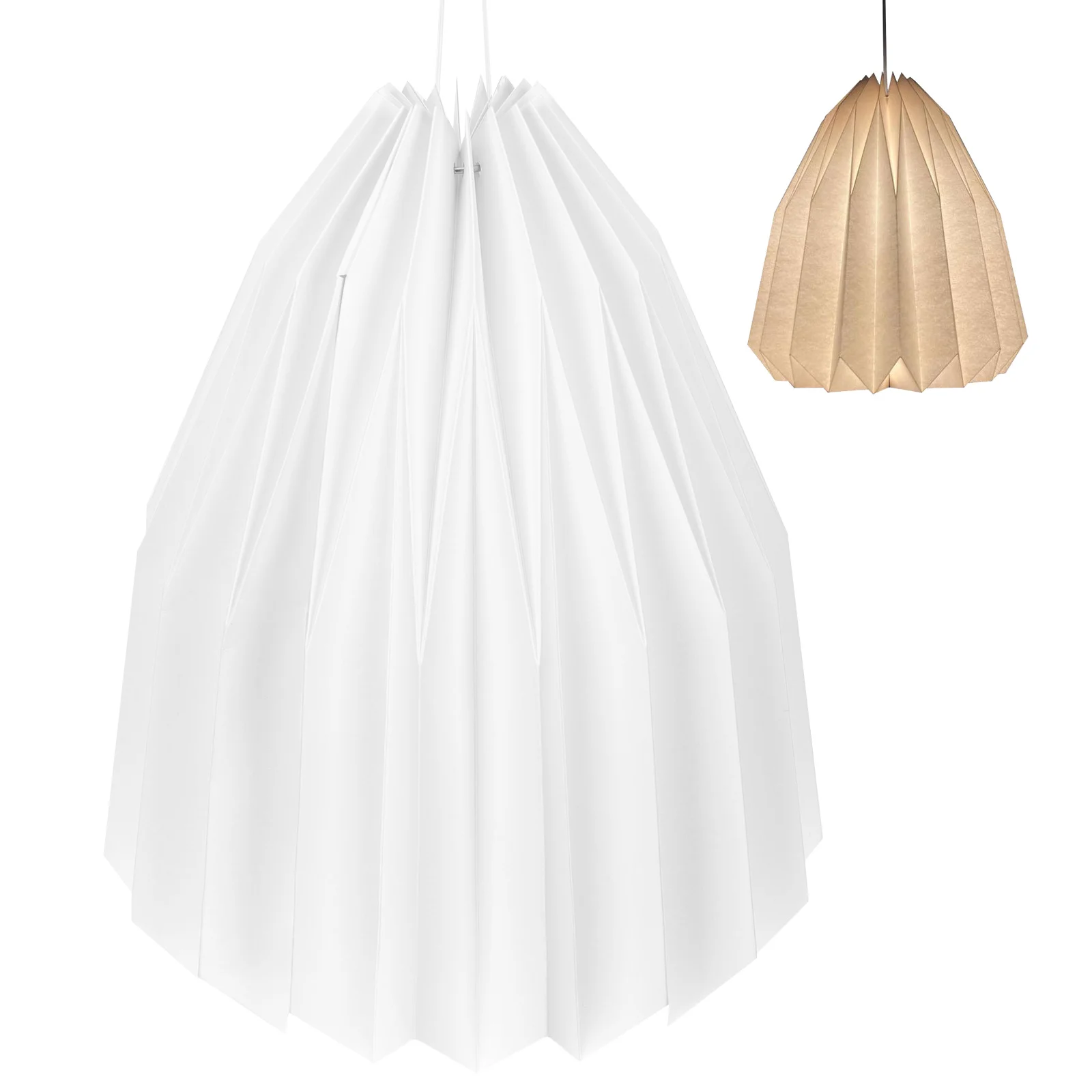 

Durable Paper Origami Lampshade White Round Hanging Pendant Lamp Cover Lantern Art Light Shade Home Cafe Hotel Decor