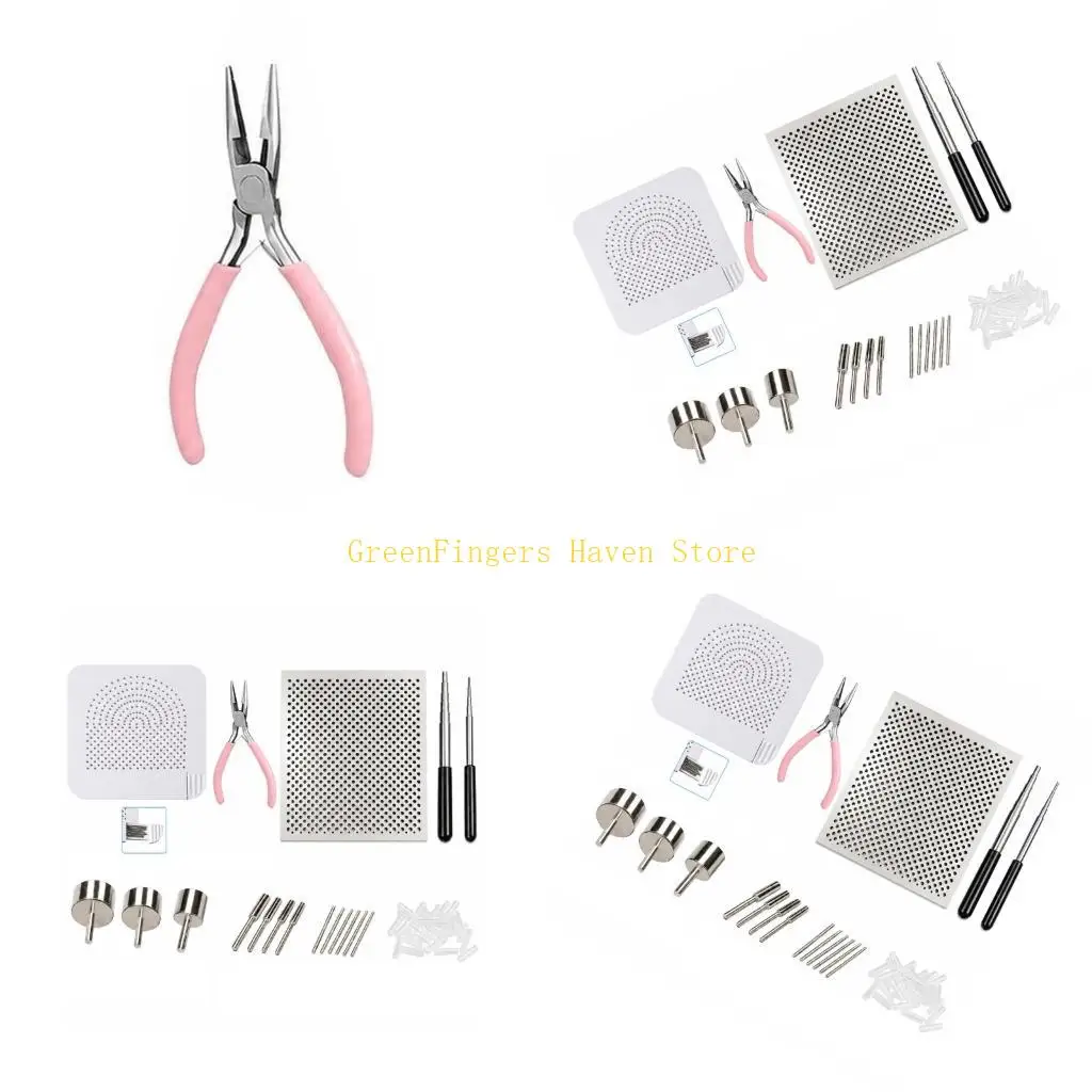 F68D Wire Wrapping Board Set for DIY Craft Use, Aluminum Forming Board with Pliers, Metal Posts and Tubes for Rounded Wire
