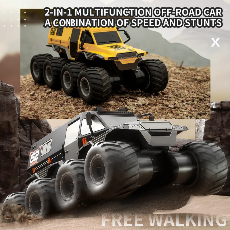 Eight-Wheel Water & Land Amphibious RC Car, Simulation Armored Off-Road Climbing Remote Control Vehicle Toy for Boys
