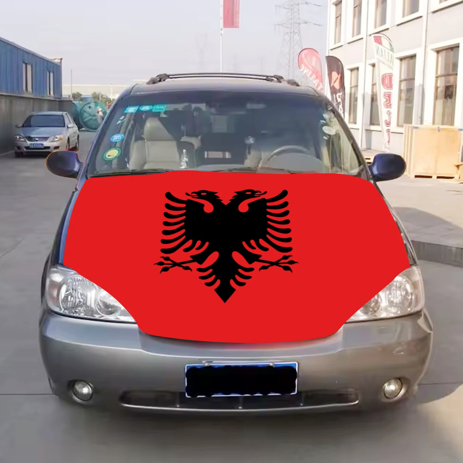 Albania Car Hood cover Flag Universal Size Elastic Polyester 120x150cm for Car Decor