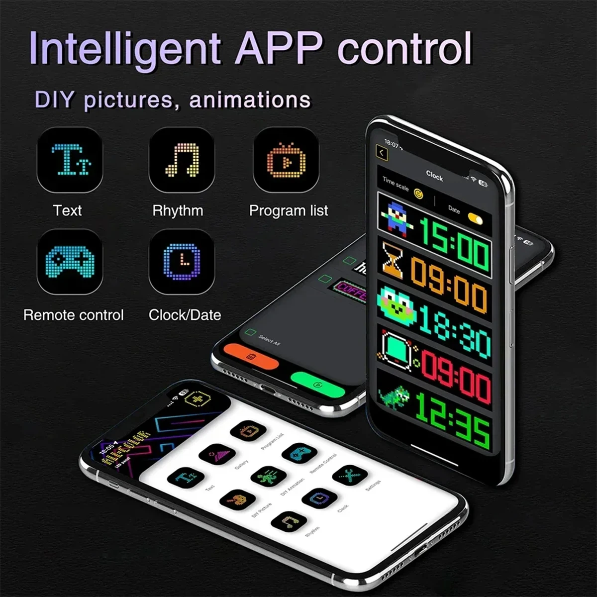 Panneau matriciel Led de contrôle par application, panneaux de pixels flexibles, lumière Programmable, intelligent, Bluetooth, alimenté par Usb, affichage intérieur Rgb pour voiture