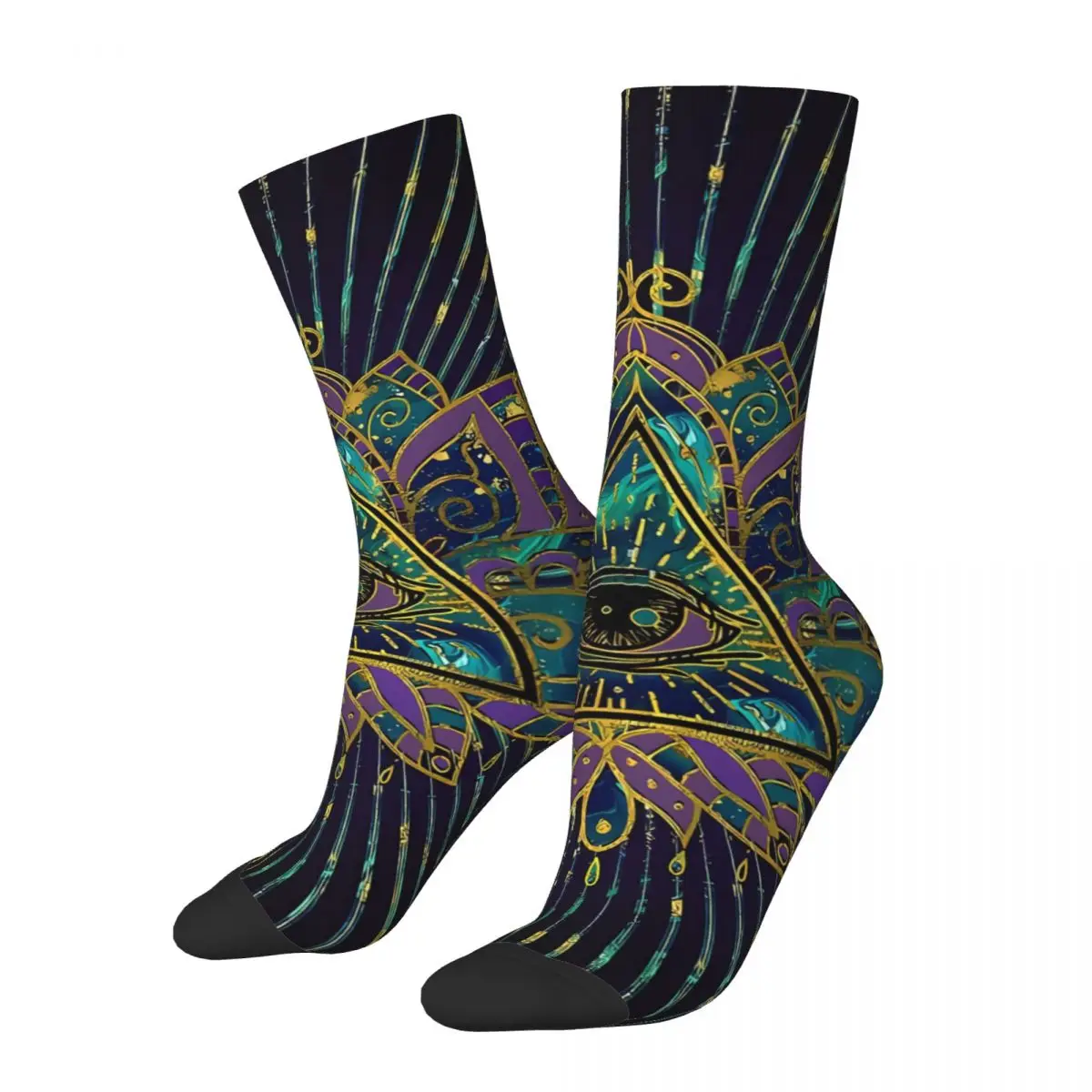 All Seeing Mystic Eye In Lotus Flower Illuminati Kawaii Socks Travel Cartoon Pattern Socks