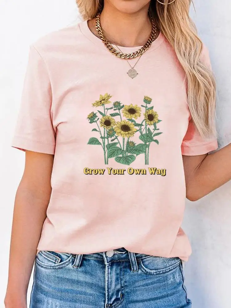 

Clothes Fashion Short Sleeve Print T Shirt Clothing Flower Letter Sweet 90s Summer Top Basic Women Tee Graphic T-shirts