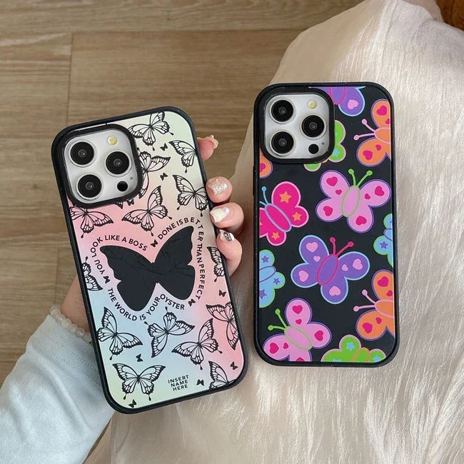 

Butterfly Black Frosted Phone Case Cover for IPhone 13 14 15 16 Pro Max Case