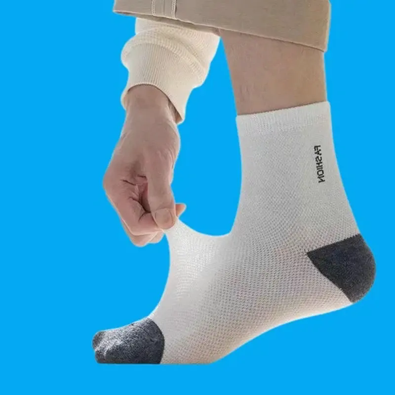 Calcetines de malla de longitud media para hombre, medias deportivas finas, transpirables y absorbentes del sudor, 5/10 pares, 2024