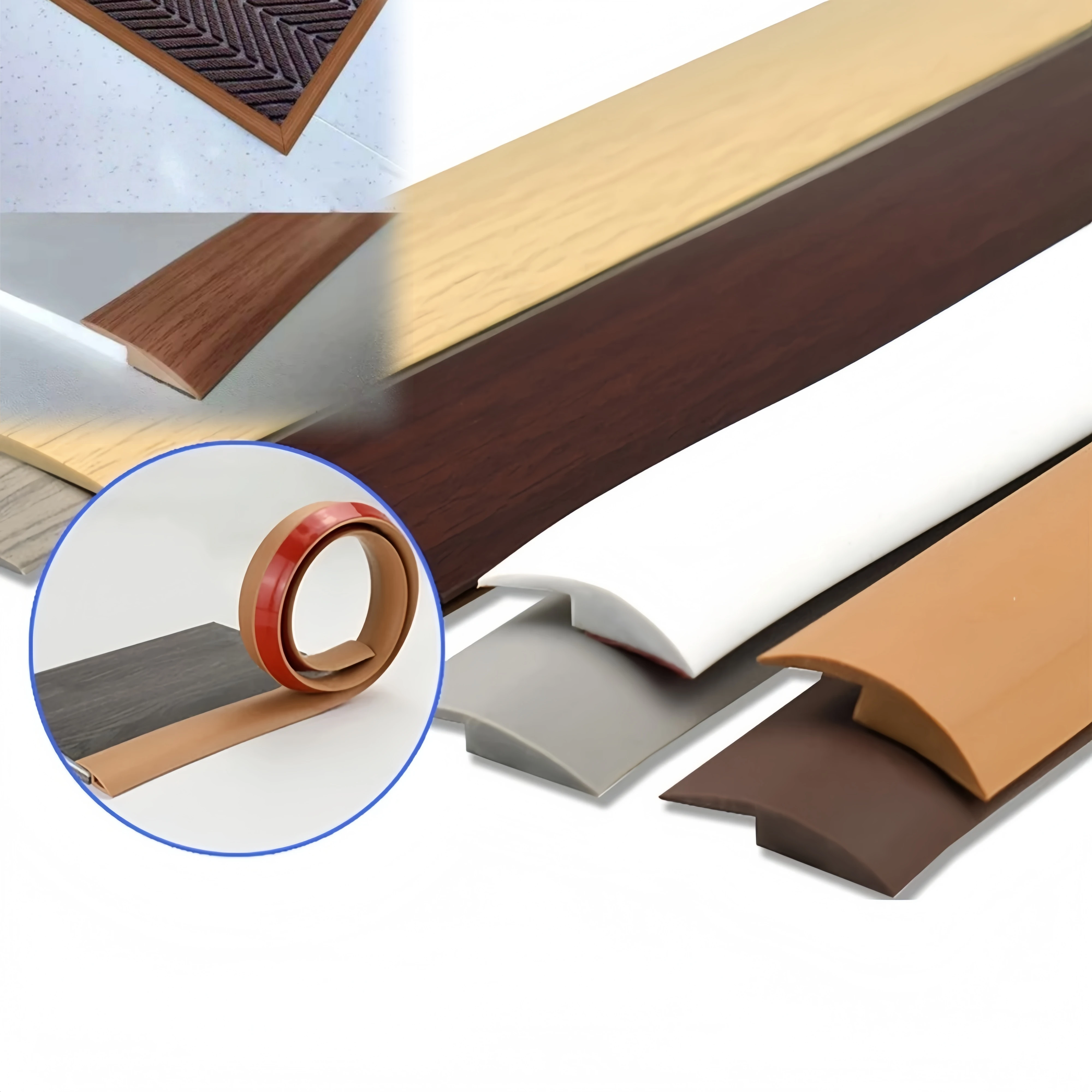 Bande de Transition pour tapis à carrelage, 1 pièce, 2m x 3cm, bande de garniture de bordure découpable résistante à l'usure, seuil auto-adhésif en PVC