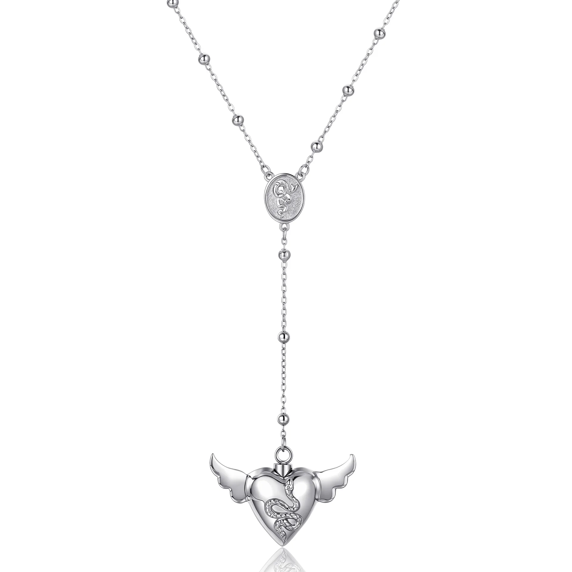 Wing Heart Shape Locket Pendant Necklace Exquisite  Luxurious Stainless Steel Heart Snake Spoon Necklaces Jewelry Gift