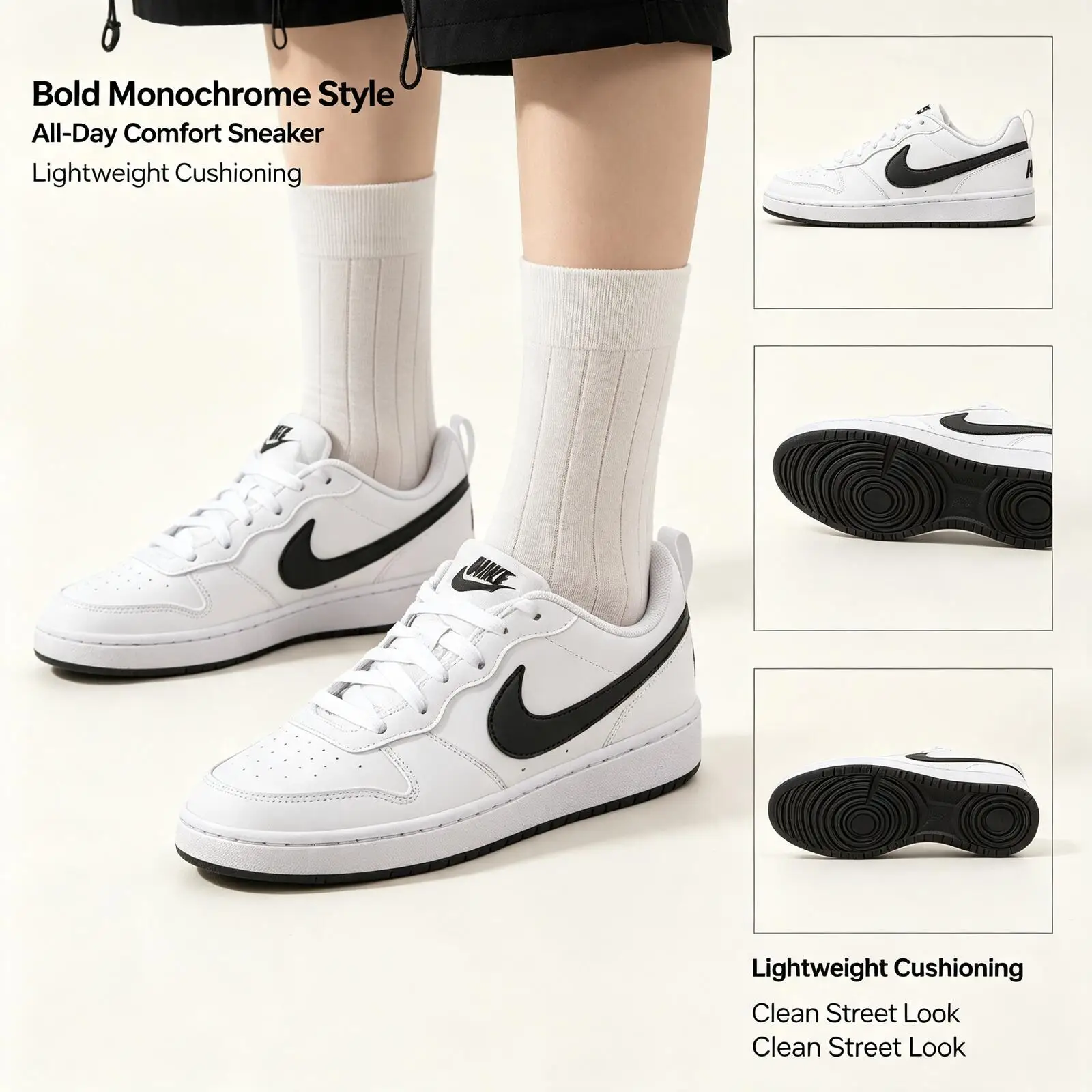 Nike Women's Court Borough Low (Gs) Breathable And Comfortable Casual Fashionable Low-Top Sneakers Sports Shoes Dv5456-104
