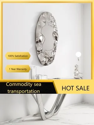 Nn Stainless Steel Oval Mirror Wall Decoration, Designer Art Installation, Large Space, Sales Office