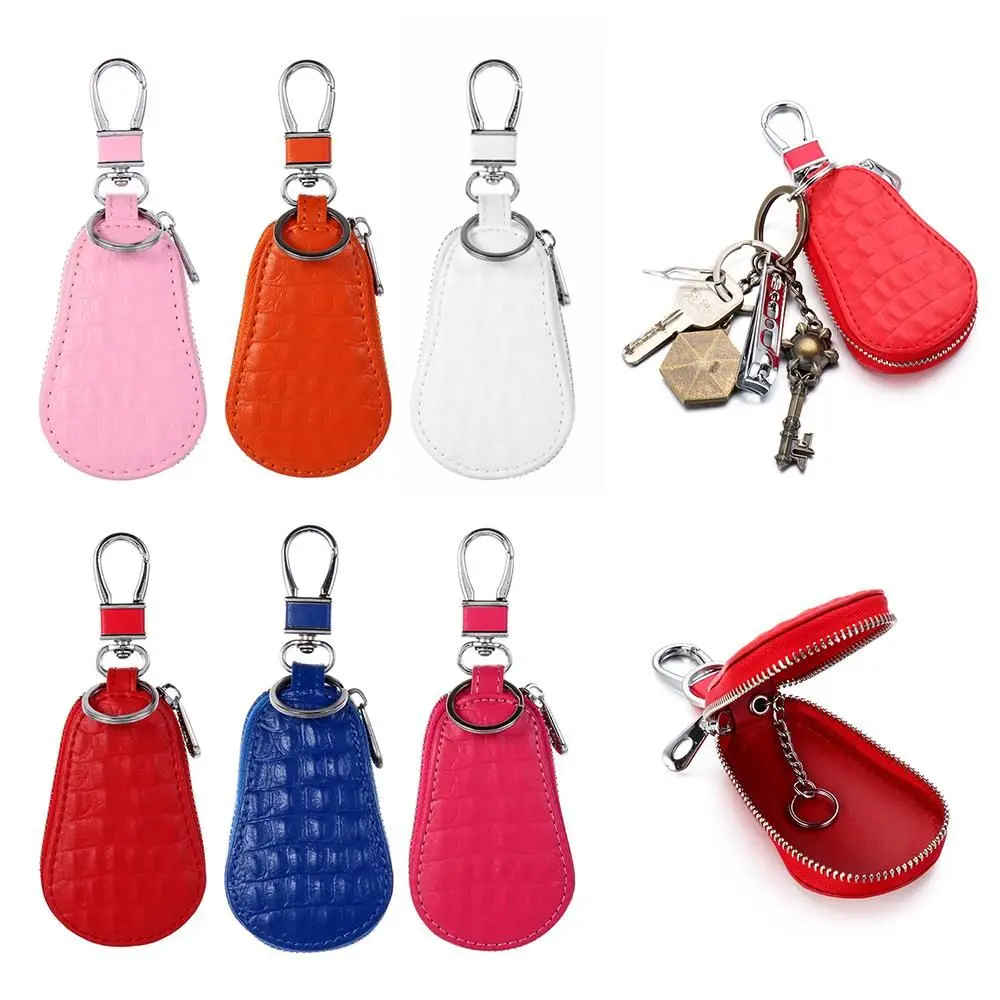 Crocodile Pattern Housekeeper Holder Coin Purse Car Key Bags Genuine Leather Keychain Holder Wallet Key Case