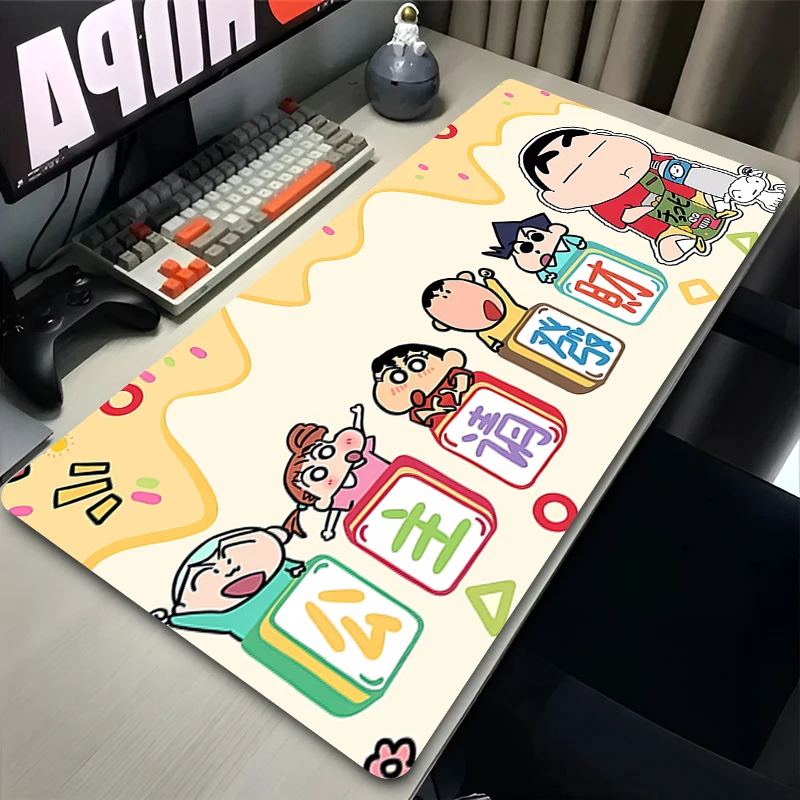 Tapis de souris c-crayon s-shin-chan, accessoires de bureau pour PC, tapis étendu à motif animé, tapis de bureau antidérapant, tapis de jeu en caoutchouc