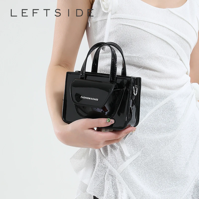 

LEFTSIDE Mini PU Leather Crossbody Bags for Women 2025 Summer Fashion Simple Silver Shoulder Bag Females Handbags and Purses