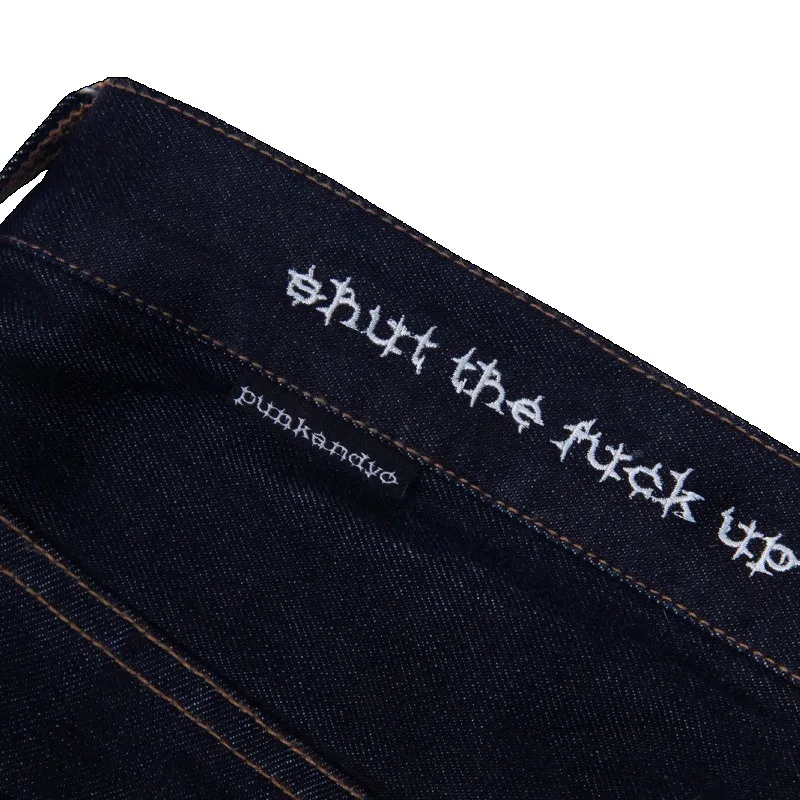 Y2K バギーパンツ ヴィンテージレザータグ ピンク STFU文字刺繍 ヒップホップ ワイドレッグパンツ ゴシック ハイストリート 原宿系 ユニセックスジーンズ