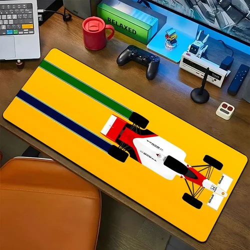 Ayrton Senna casco F1 alfombrilla de ratón de carreras 900x400mm gran Gaming Gamer ordenador grande bloqueo borde alfombrilla de ratón para teclado bonito escritorio