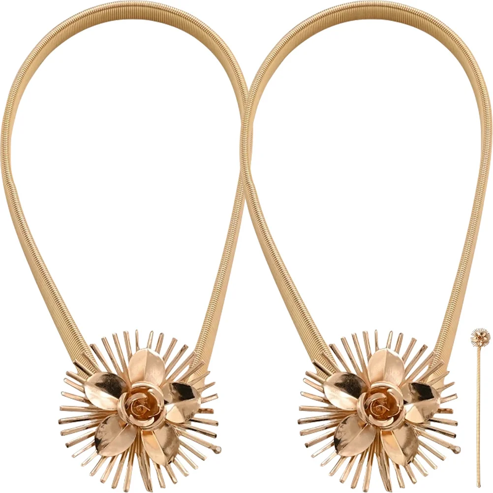 

2pcs Metal Curtain Tiebacks Flexible Flower Strap For Home Kitchen Living Coffee Window Holdbacks Curtain Accessories