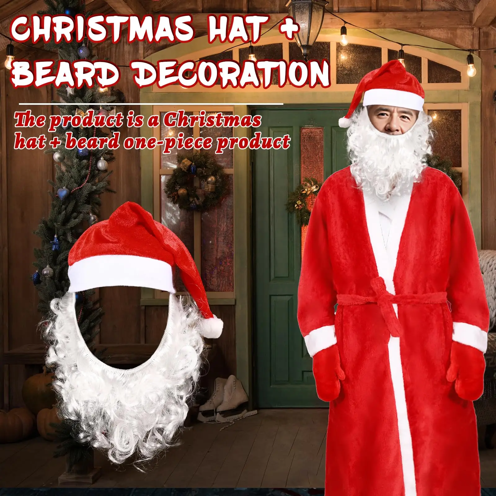 Santa Hüte Bart Set Erwachsene Santa Claus Weihnachten Hüte mit Bart Dress Up Weihnachten Party Cosplay Kostüm Zubehör Für Erwachsene
