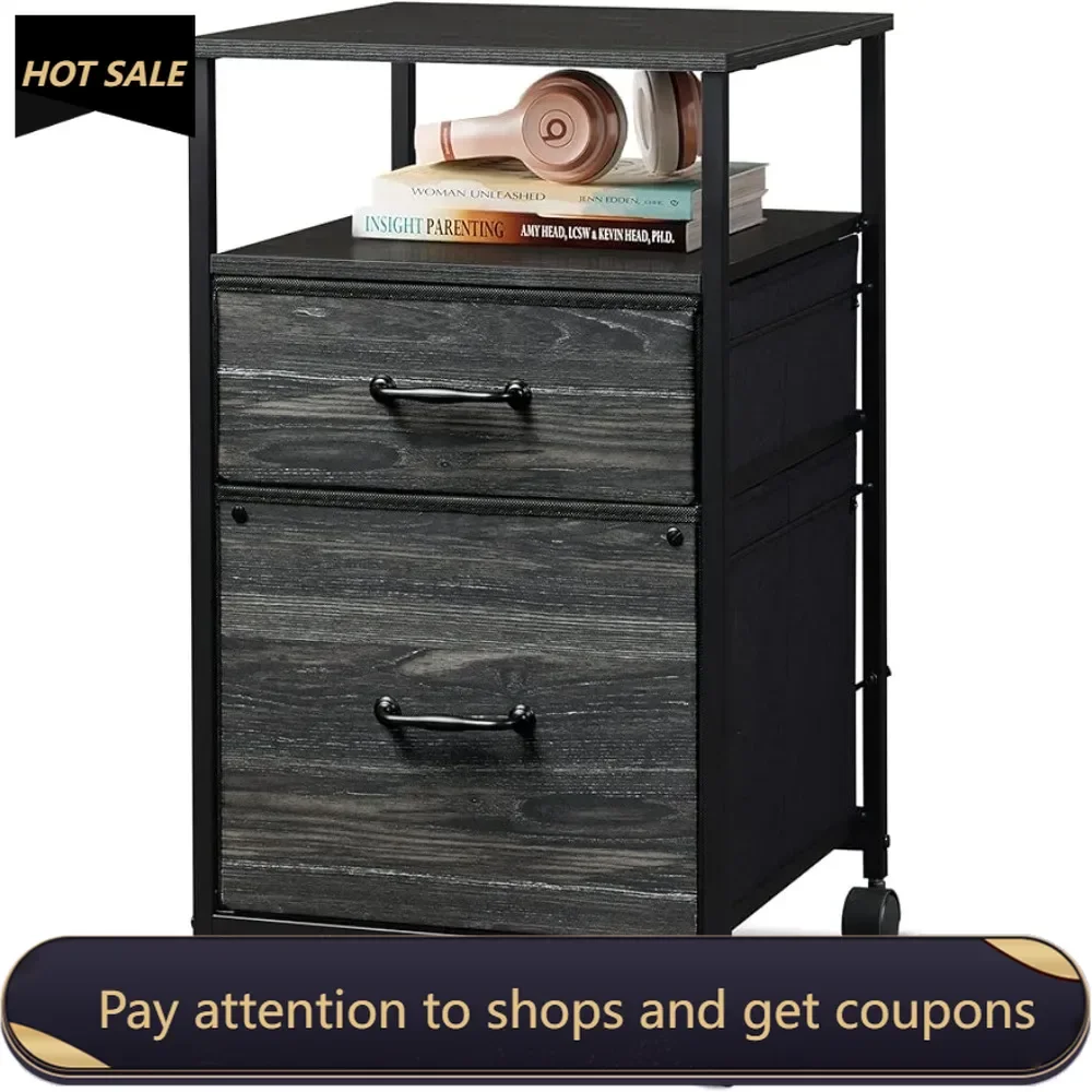 2 Drawer Mobile File Cabinet Rolling Printer Stand With Open Storage Shelf Auxiliary Furniture Metal Chest of Drawers for Things