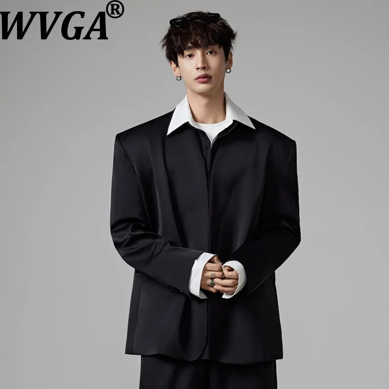 WVGA ربيع الخريف جديد رجل المد الكتف مبطن ثنيات العصرية السترة المتخصصة شيك عادية الشريط مستقيم دعوى السراويل Ins Y2K W13437