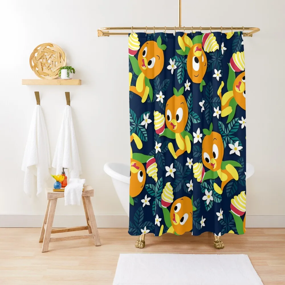 

Orange Bird & Citrus Swirl Shower Curtain For Bathroom Shower Bathroom Deco In The Bathroom Curtain