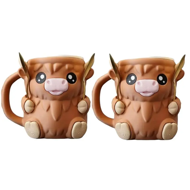 

AWAH Highland Cow Ice Cream Pint Holder Leak-Proof With Handle For 16 Oz Pints Hoof Slots To Hold Your Spoon