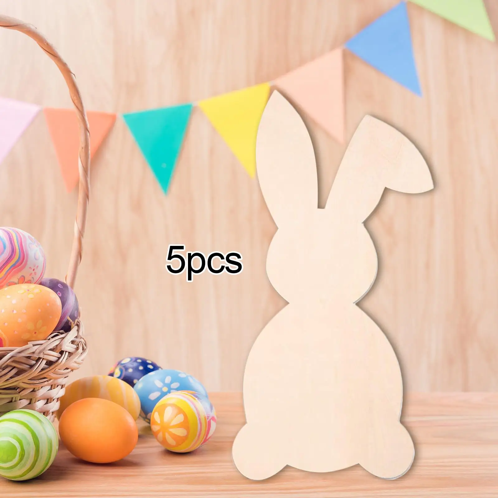 5x Easter Wooden Bunny Cutouts Unfinished Wood Cutouts for Easter DIY Craft Supplies Spring Easter Gifts