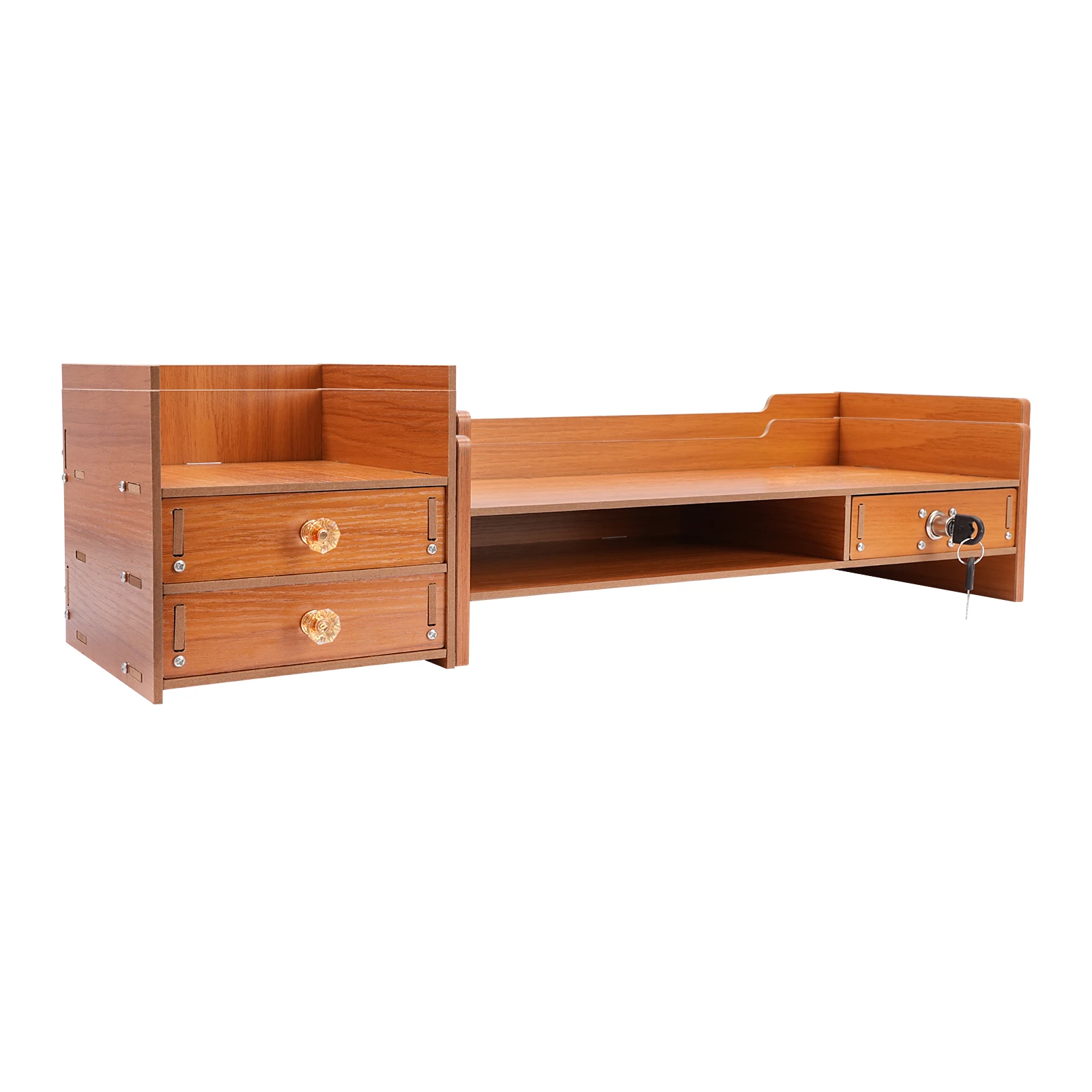 

Monitor Stand with Drawers, Laptop Monitor Stand Stand, Desktop Storage Cabinet Made of Wood, Cherry Wood Color