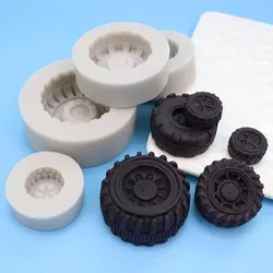 4 Types Wheels Shaped Automobile Motorcycle Tires Fondant Cake Mold Chocolate Silicone Mold DIY Baking Tools Boys Style