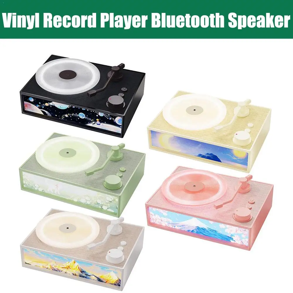 Romantic Vinyl Record Player Bluetooth Speaker Creative Gifts for Girls Mom Portable Speaker with Night Light Aromatherapy Wheel