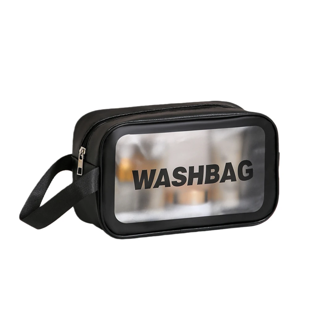 Waterproof PU Portable Toiletries Bag Large Capacity Matte Transparent Storage Organizer for Travel and Personal Care
