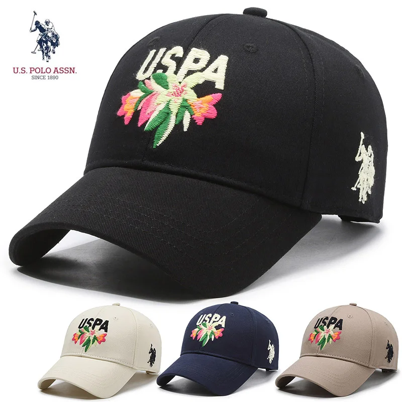 U.S. Polo Assn.2025 New Couple Baseball Caps Fashion Four-Colors  Embroidered Logo Pure Cotton Adjustable Hats For Men And Women