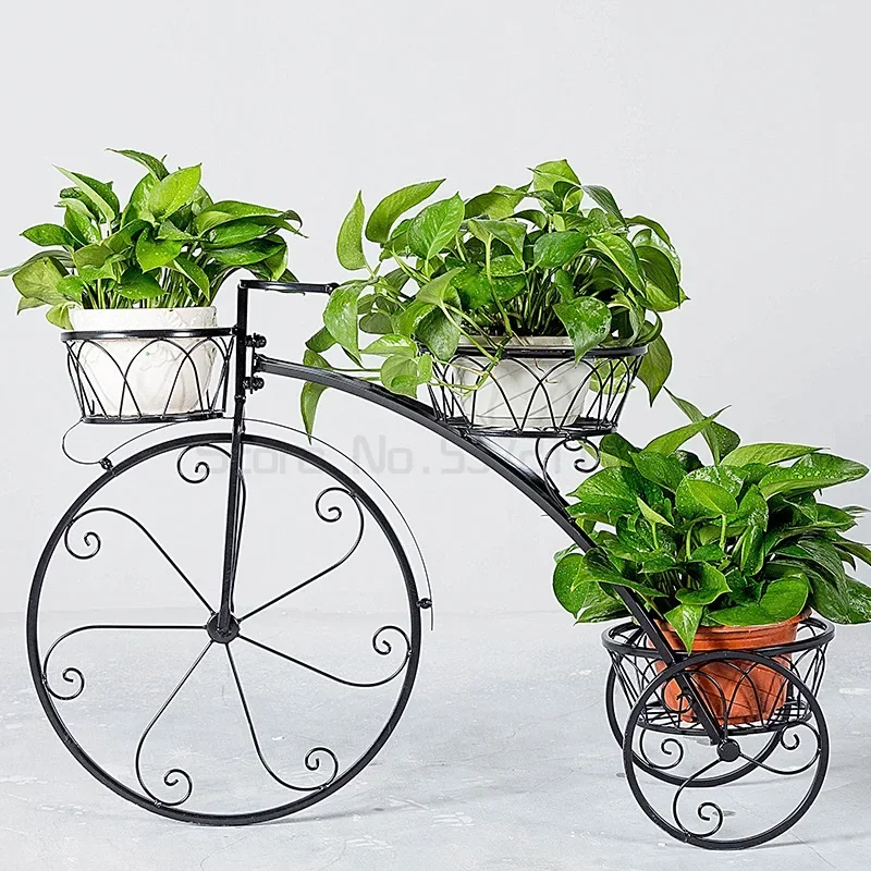 Bicycle Tricycle Plant Stand Flower Pot Cart Holder Storage Rack Display Shelf Holder Home Outdoor Decor Garden Balcony