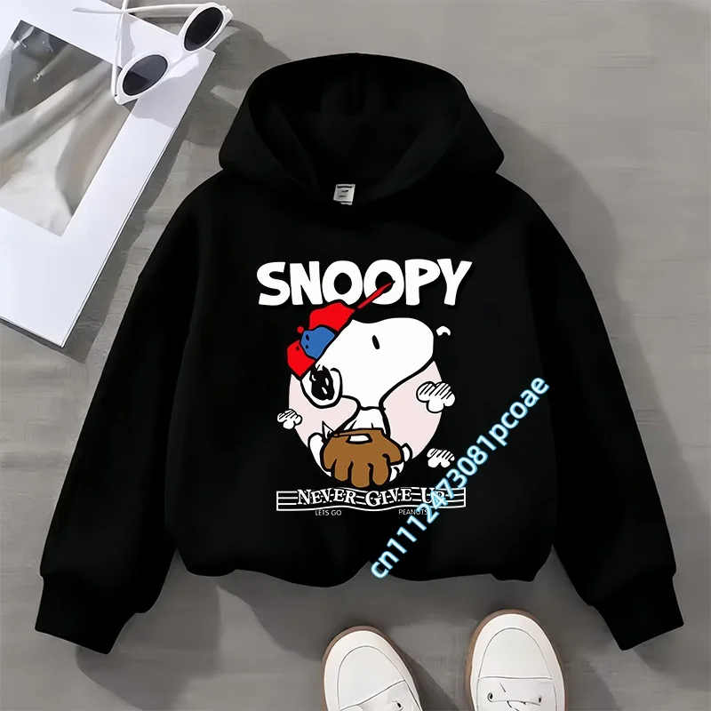 Snoopy children's hooded sweatshirt for boys, girls, casual top with cartoon print, long sleeve, autumn/winter collection
