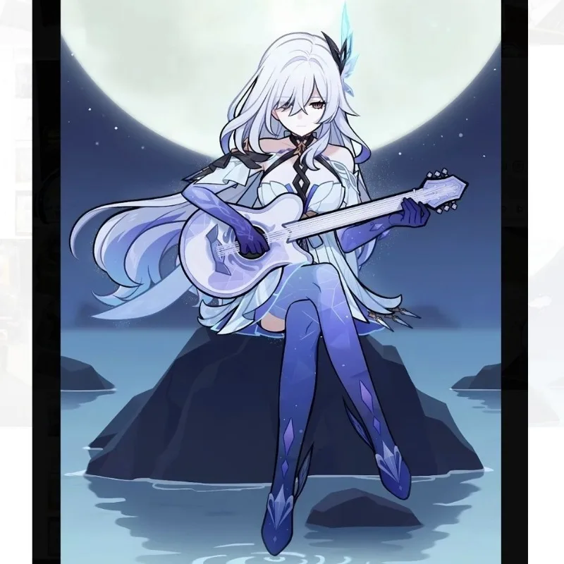 Genshin Impact Skirk Playing the guitar while sitting Acrylic Figure Stand Model Plate DIY Desk Decor Sign Originality Ornament
