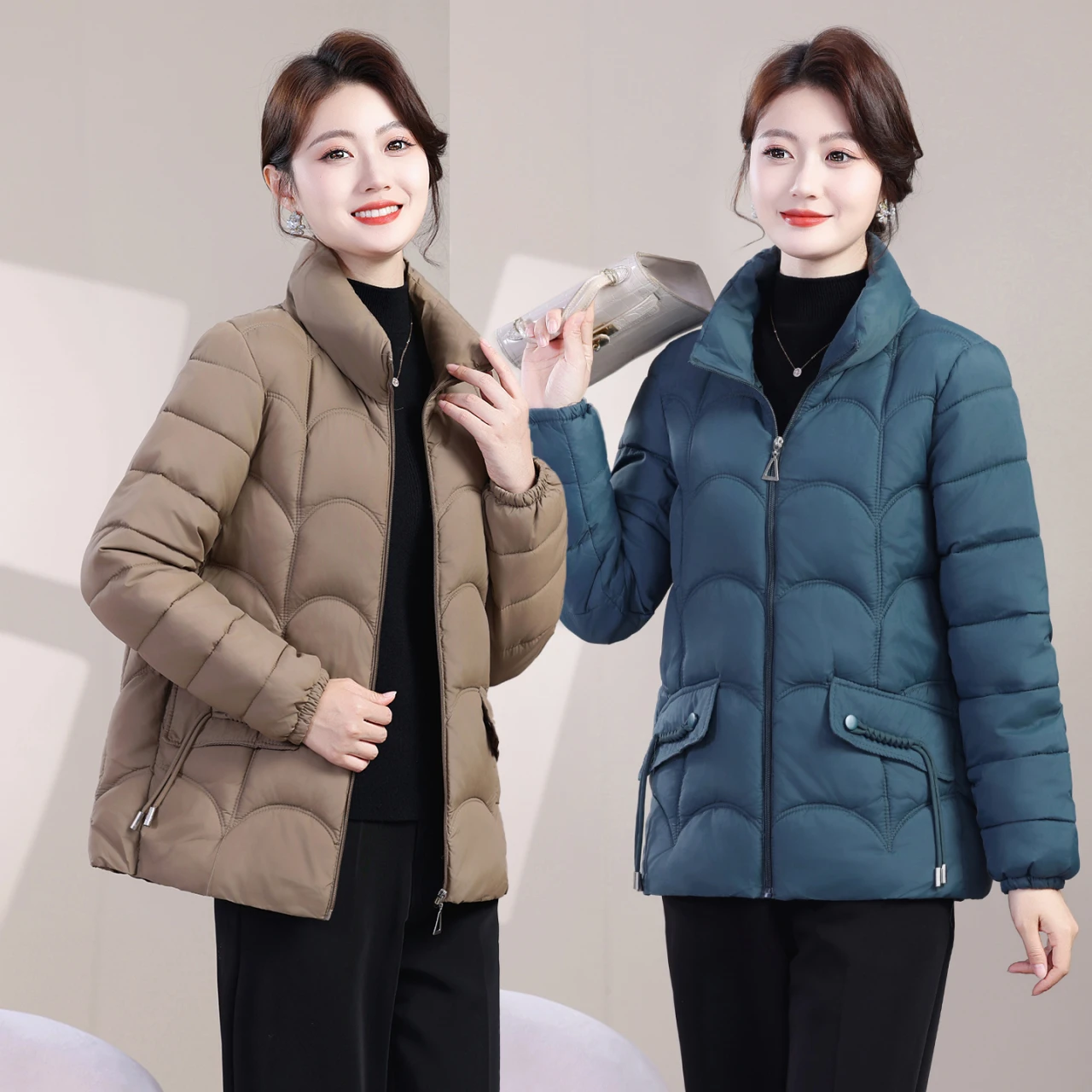 Chaqueta de algodón de invierno Abrigo de algodón para mujer Abrigo tradicional de otoño e invierno para mediana edad y ancianos