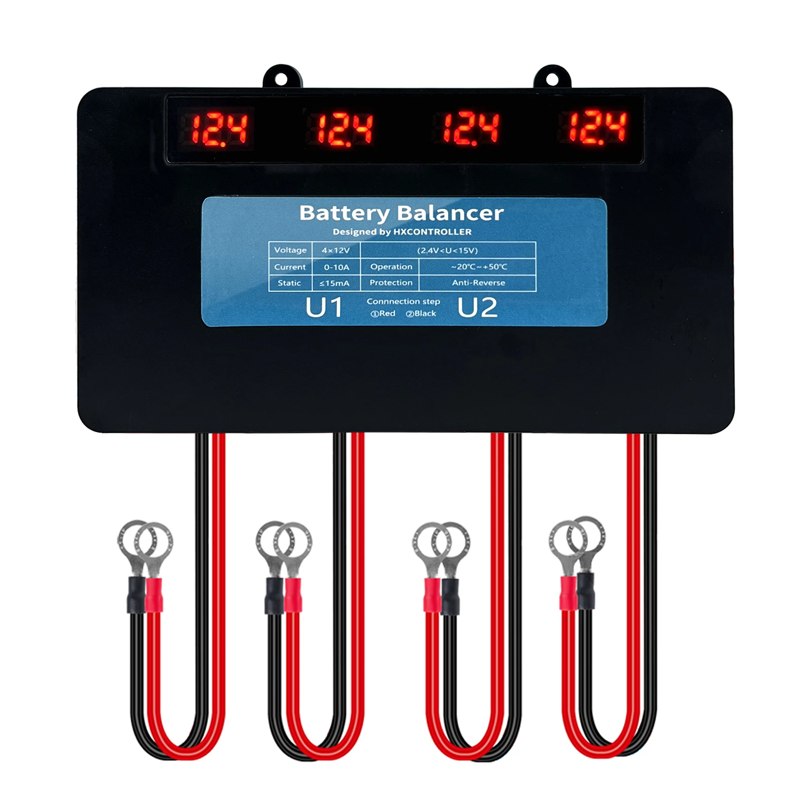 Bateria Balancer de Voltagem com Display Led Ácido ao Chumbo Lifepo4 Lítio para Sistema Painel Solar 48v 96v 4x12v