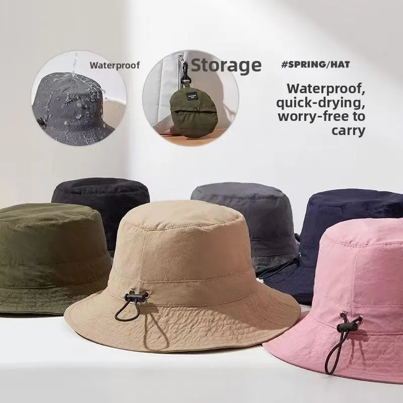 Summer Anti‑UV Waterproof Bucket Hat, Foldable Sun Protection Camping Hiking Mountaineering Cap with Storage Bag for Outdoor Travel image 3