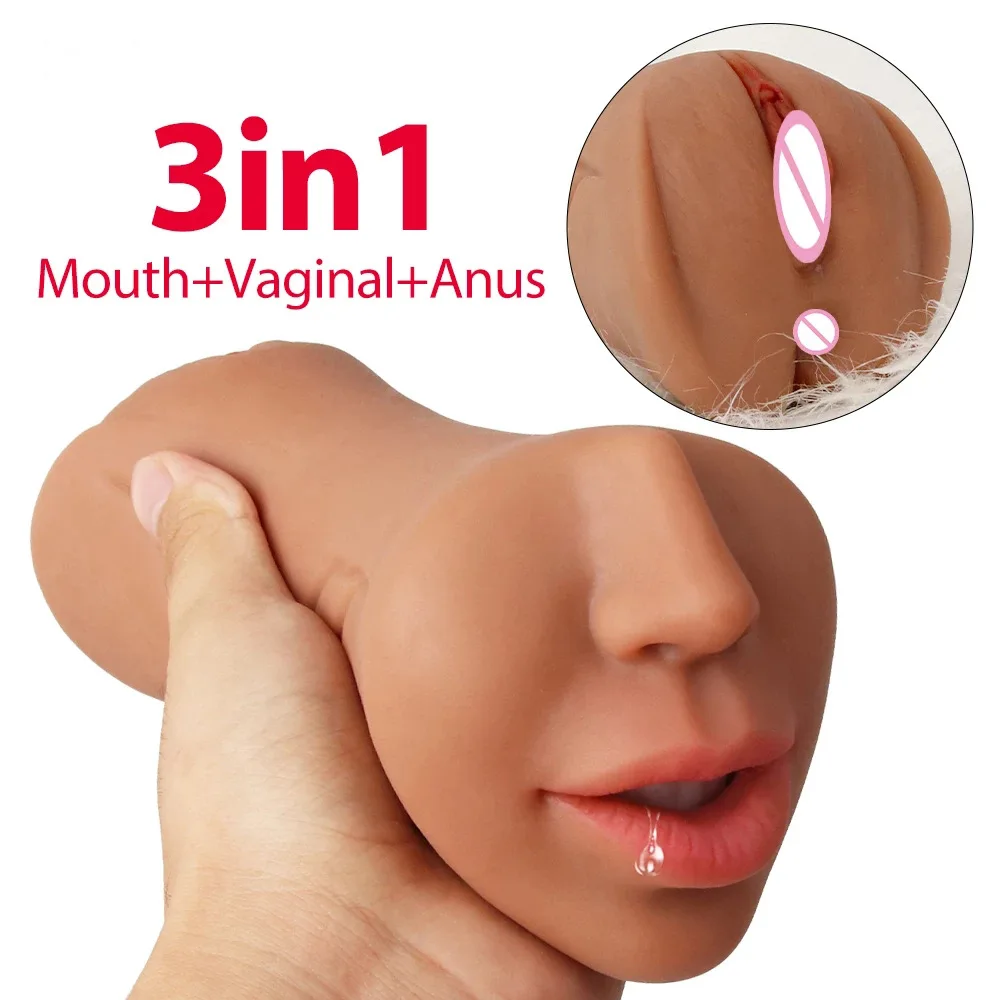 Pussy Pocket 3 in 1 Realistic Vagina Mouth Penetration Anal Sex Doll Men Masturbator Flashlight Onahle Adult Sex Toys Sexshop 18