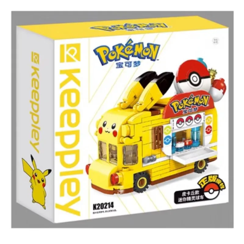 Keeppley Anime Pokemon Bausteine Pikachu Cartoon Baustein Auto Poke Ball Food Truck Kinder Mädchen Lernspiel zeug