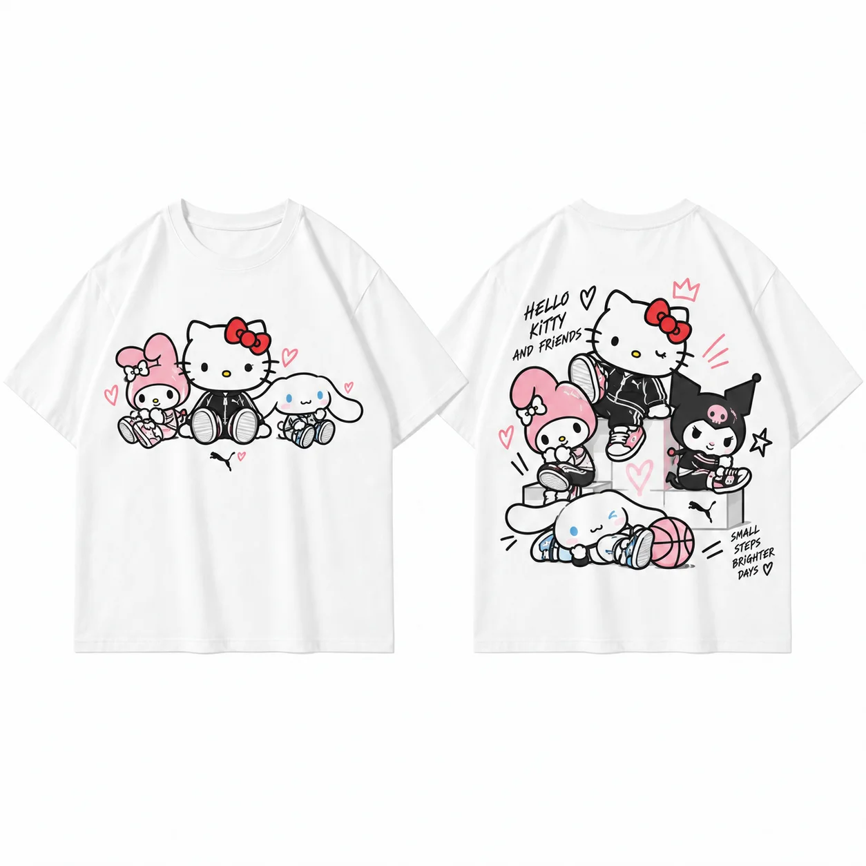 Unisex Men's Women's Sanrio Hello Kitty Pompompurin Cinnamoroll Graphic Print T Shirt White Kawaii Streetwear Short Sleeve Top